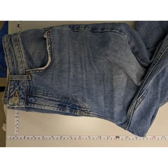 TopShop Womens Moto Denim Jeans Ankle Cropped Size 28 / 30 Wide Leg Distressed - Picture 7 of 9